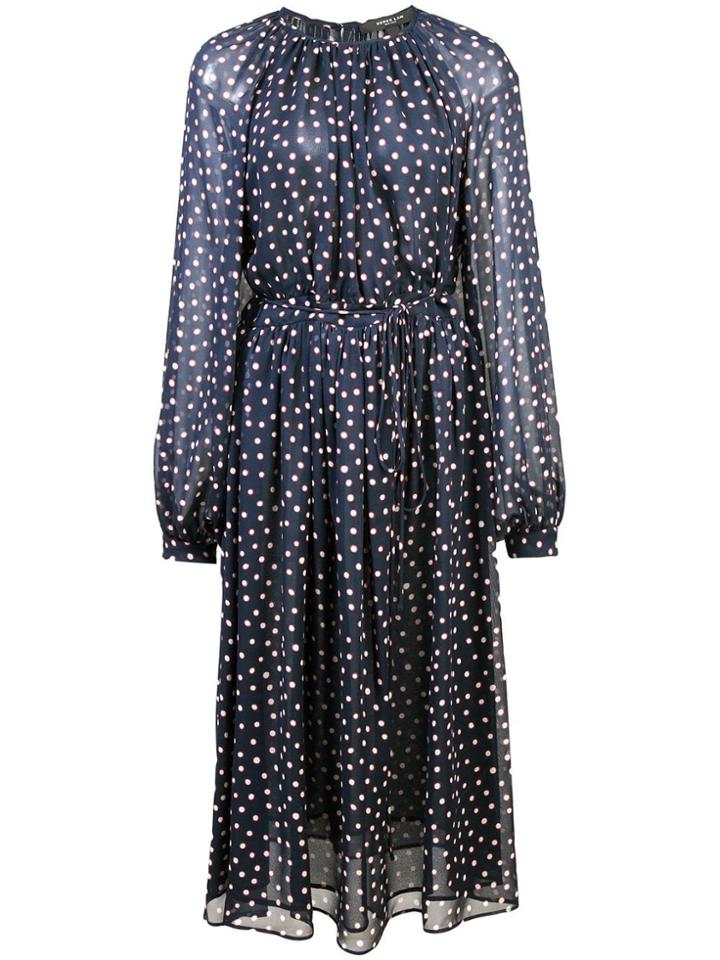 Derek Lam Long Sleeve Peasant Dress With Tie Belt - Blue