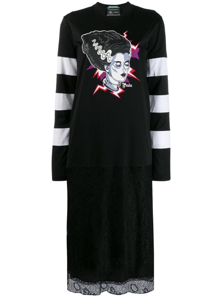 Prada Frankenstein Print Dress - Black