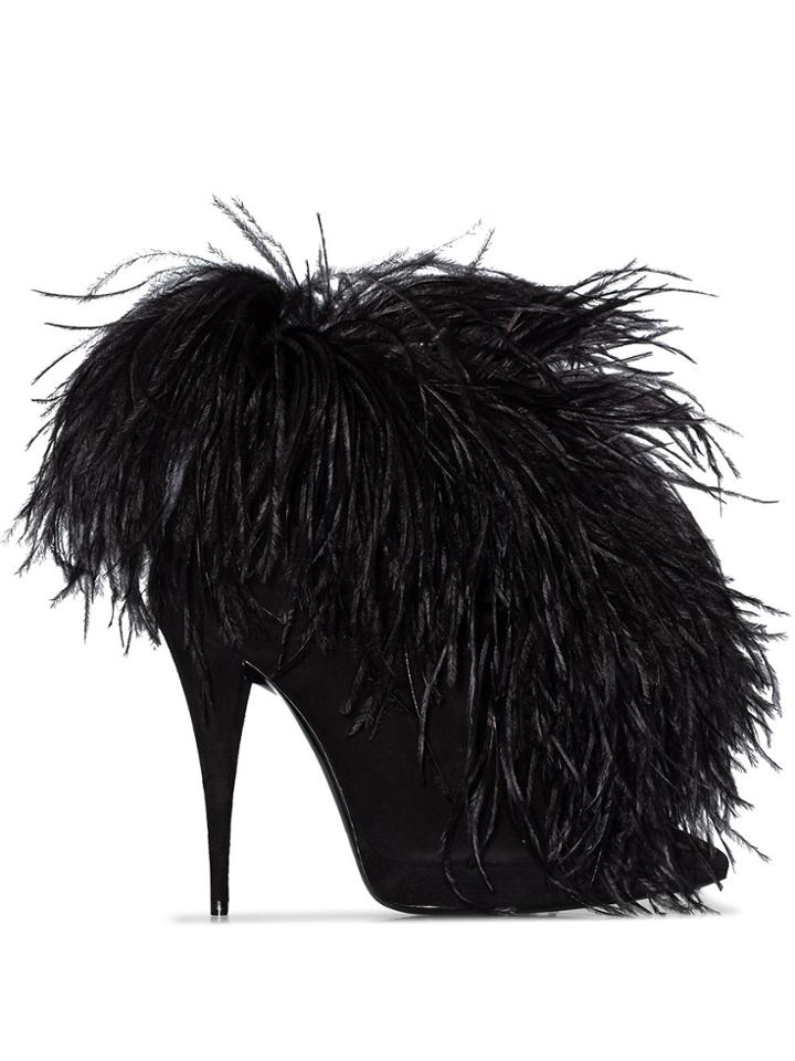 Saint Laurent Zizi 125mm Feather Boots - Black