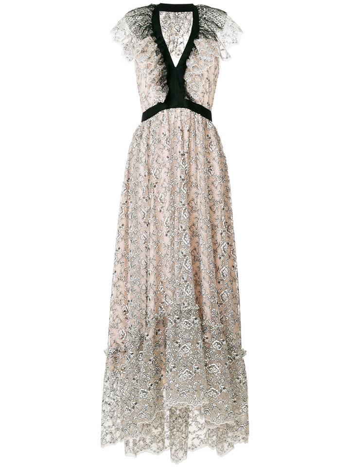 Philosophy Di Lorenzo Serafini Embroidered Floral Flared Dress - Nude