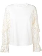 See By Chloé Lace Sleeve Sweater - White