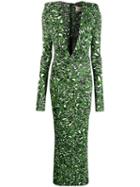 Alexandre Vauthier Leopard Print Maxi Dress - Green
