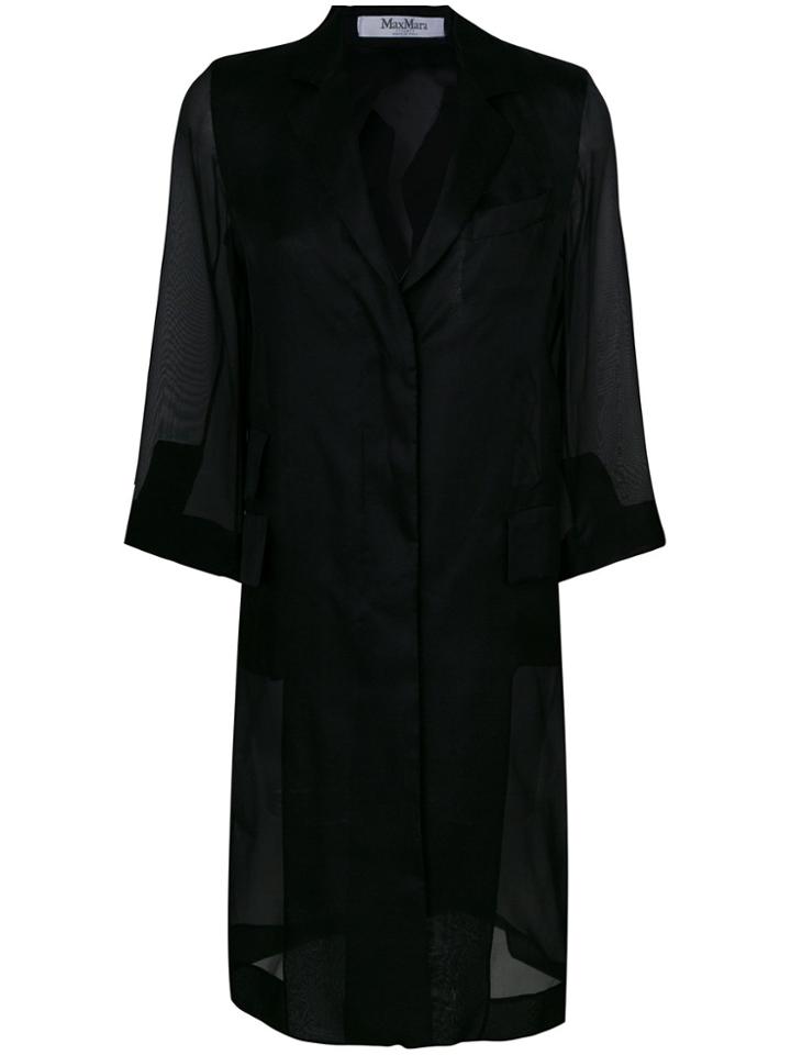 Max Mara Single Breasted Sheer Coat - Black