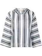 Tory Burch Awning Stripe Hooded Top - Blue