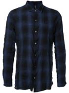 Kazuyuki Kumagai - Checked Shirt - Men - Cotton/linen/flax - 2, Blue, Cotton/linen/flax