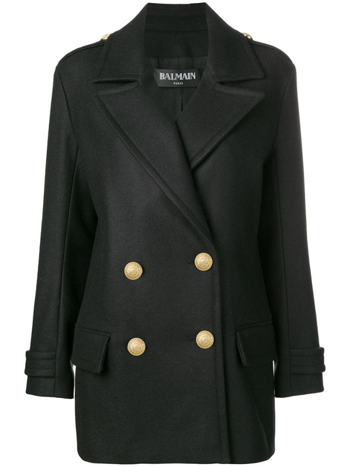 Balmain Buttoned Military Jacket - Black