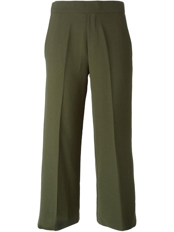 P.a.r.o.s.h. Cropped Trousers, Women's, Size: M, Green, Polyester/spandex/elastane