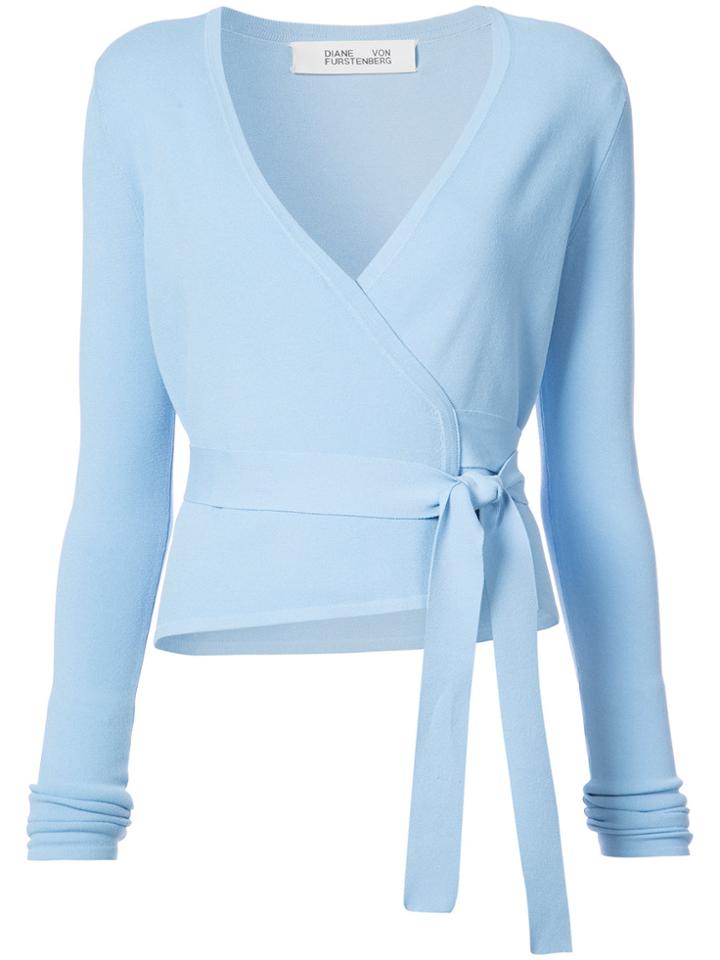 Dvf Diane Von Furstenberg Knitted Ballet Wrap Top - Blue