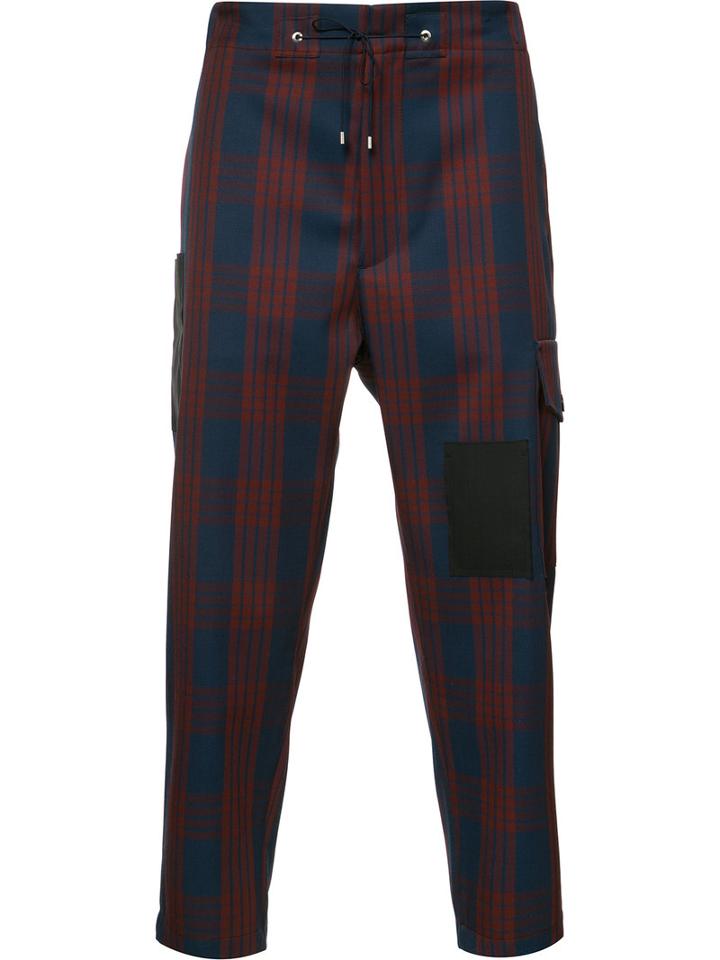 Oamc - Cropped Plaid Trousers - Men - Cotton/cupro/virgin Wool - 36, Red, Cotton/cupro/virgin Wool