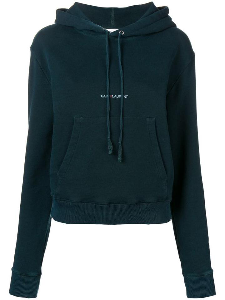 Saint Laurent Logo Hoodie - Green