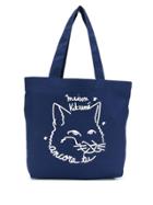 Maison Kitsuné Fox Logo Print Canvas Tote - Blue