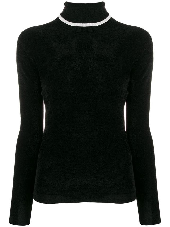 Emporio Armani Contrast Turtle-neck Top - Black