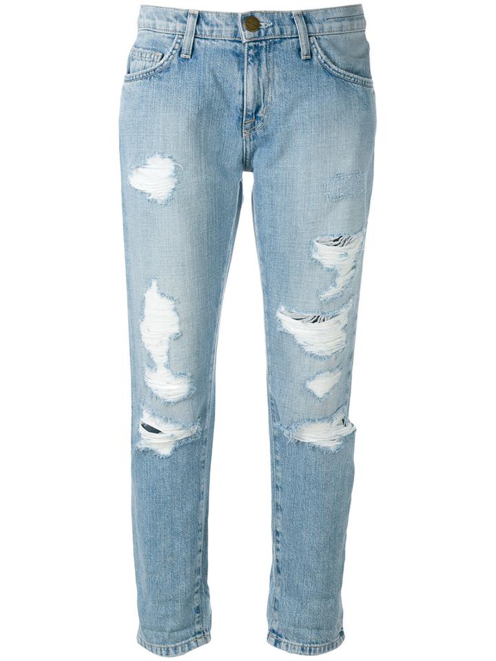 Current/elliott - Cropped Distressed Jeans - Women - Cotton - 31, Blue, Cotton