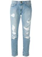 Current/elliott - Cropped Distressed Jeans - Women - Cotton - 31, Blue, Cotton