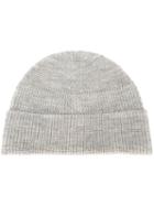 Lanvin Ribbed Knit Beanie, Men's, Grey, Merino