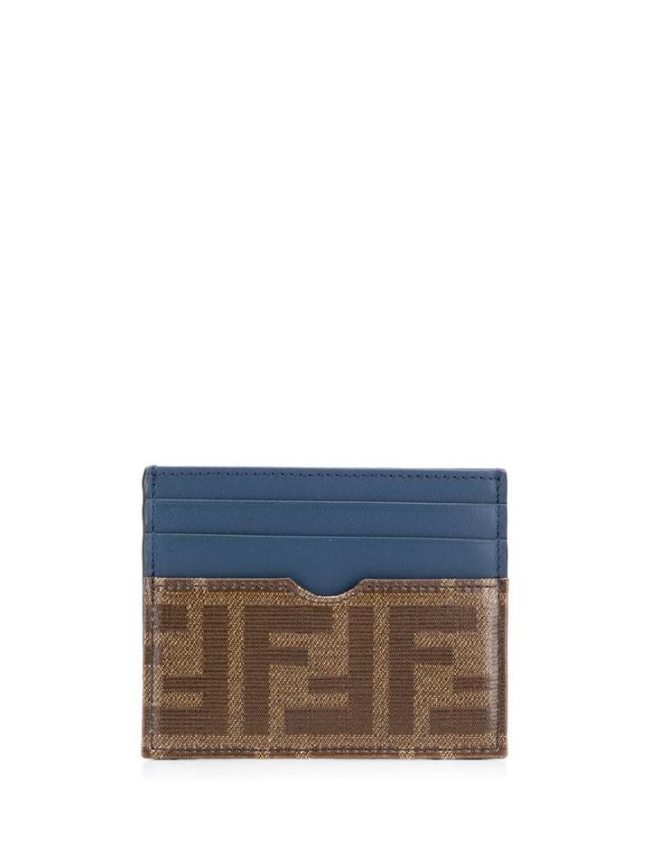 Fendi Logo Print Card Holder - Blue