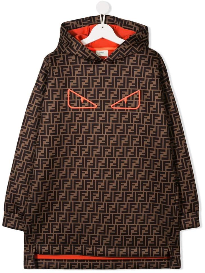 Fendi Kids Logo Print Hoodie Dress - Neutrals