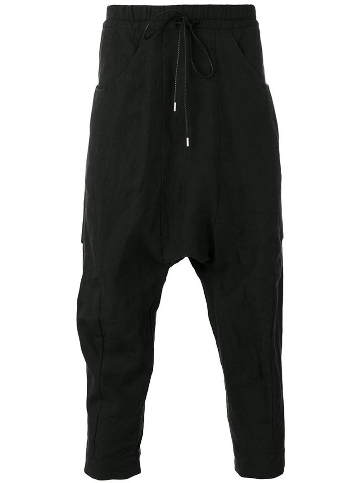 The Viridi-anne Drop-crotch Cropped Trousers, Men's, Size: 3, Black, Linen/flax