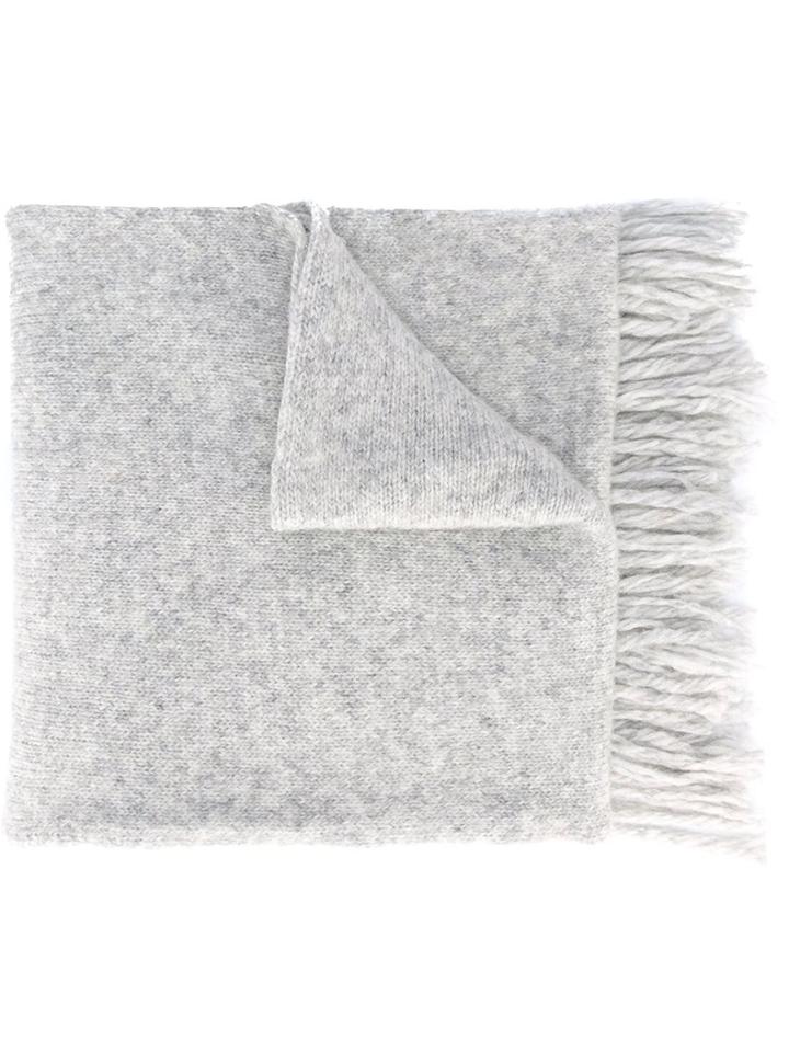 Ami Alexandre Mattiussi Plain Knitted Scarf, Men's, Grey, Nylon/wool/alpaca