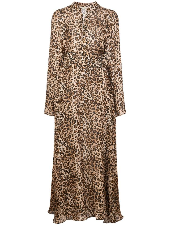 Nicholas Leopard Print Shirt Dress - Brown