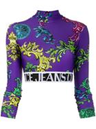 Versace Jeans Couture Baroque Print Cropped T-shirt - Purple