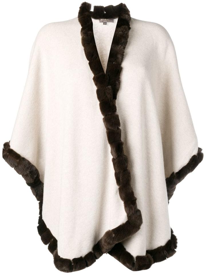 N.peal Fur Trim Edge Cape - Neutrals