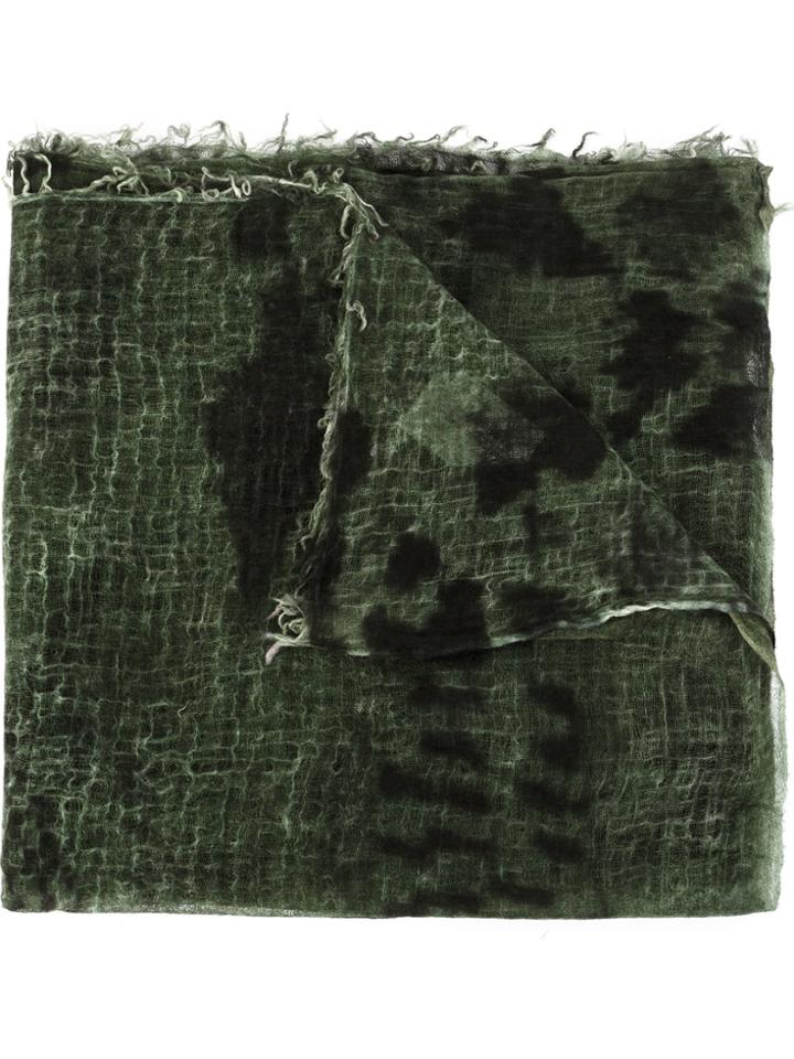 Avant Toi Tie-dye Fringed Scarf - Green