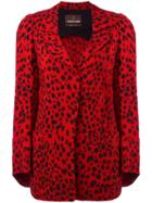 Roberto Cavalli Animal Print Blazer, Women's, Size: 44, Red, Silk/viscose