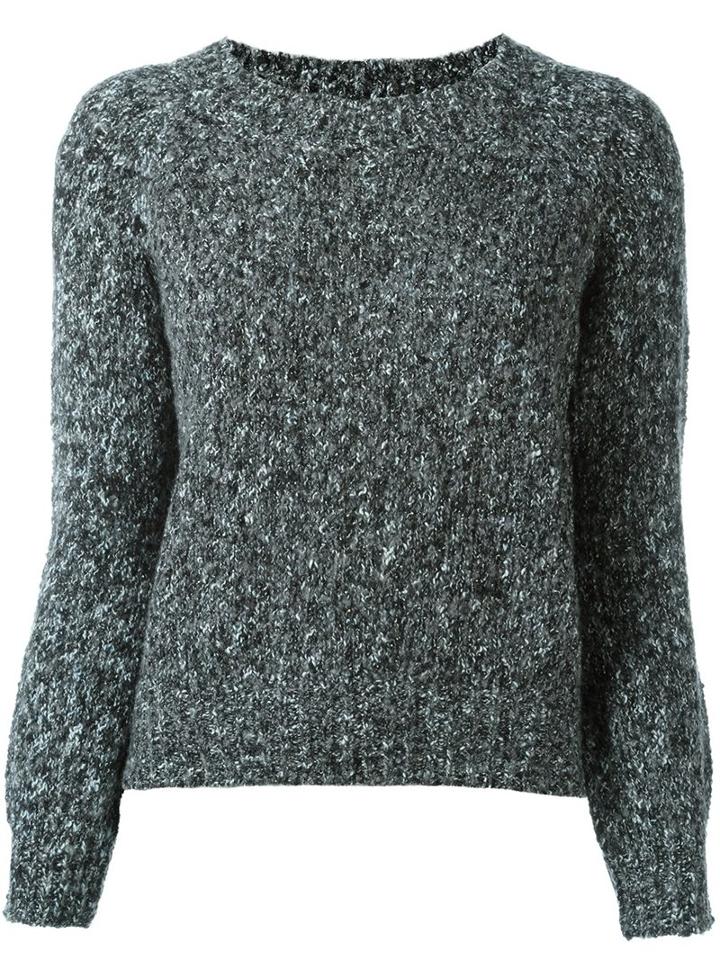 Twin-set Contrast Back Sweater, Women's, Size: Xs, Grey, Cotton/acrylic/polyamide/wool
