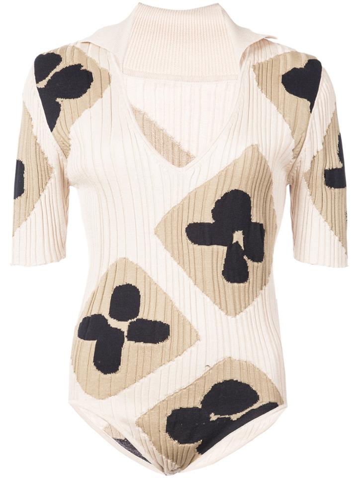 Jacquemus Plunge Neck Printed Body - Brown
