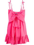 Msgm Summer Bow Ruched Dress - Pink
