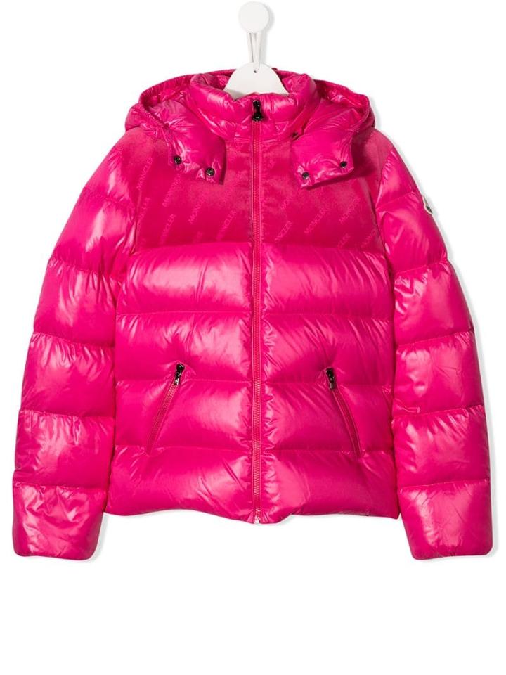 Moncler Kids Teen Padded Logo-print Jacket - Pink