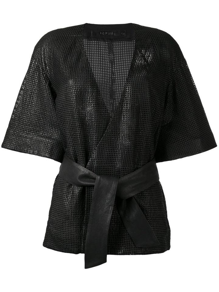 Drome - Belted Kimono - Women - Leather/cupro - Xxl, Black, Leather/cupro