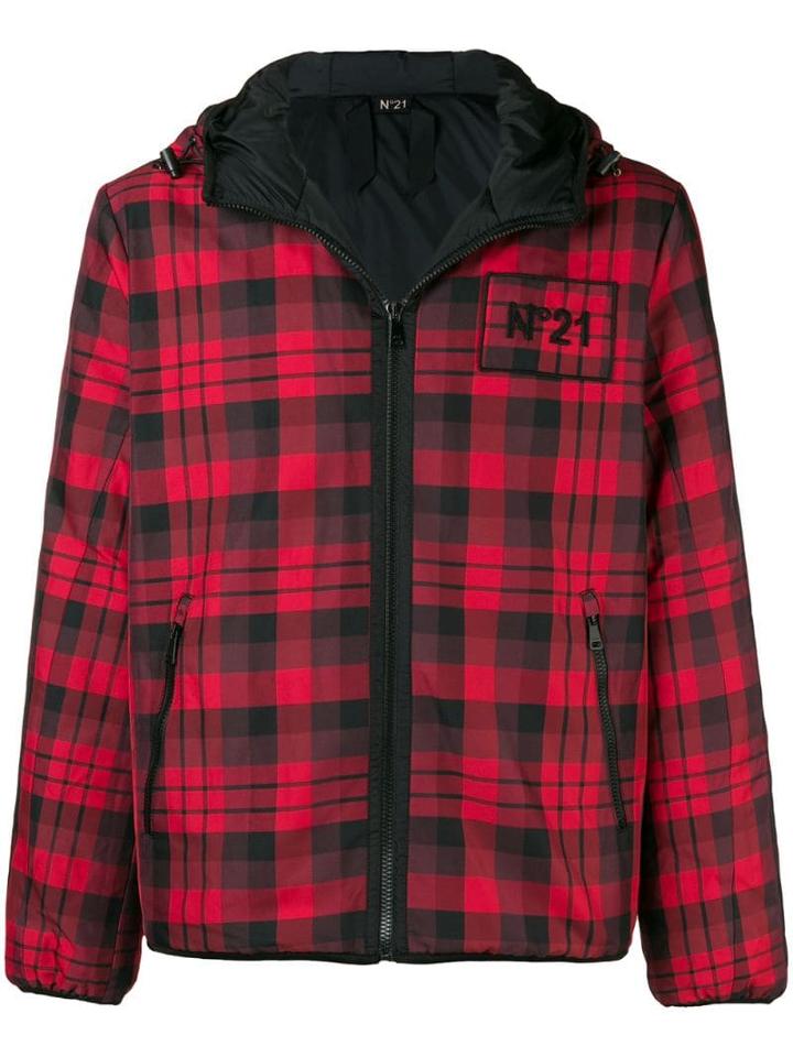 Nº21 Checked Hooded Jacket - Red
