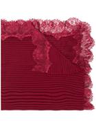 Twin-set Lace Trim Ribbed Scarf - Red