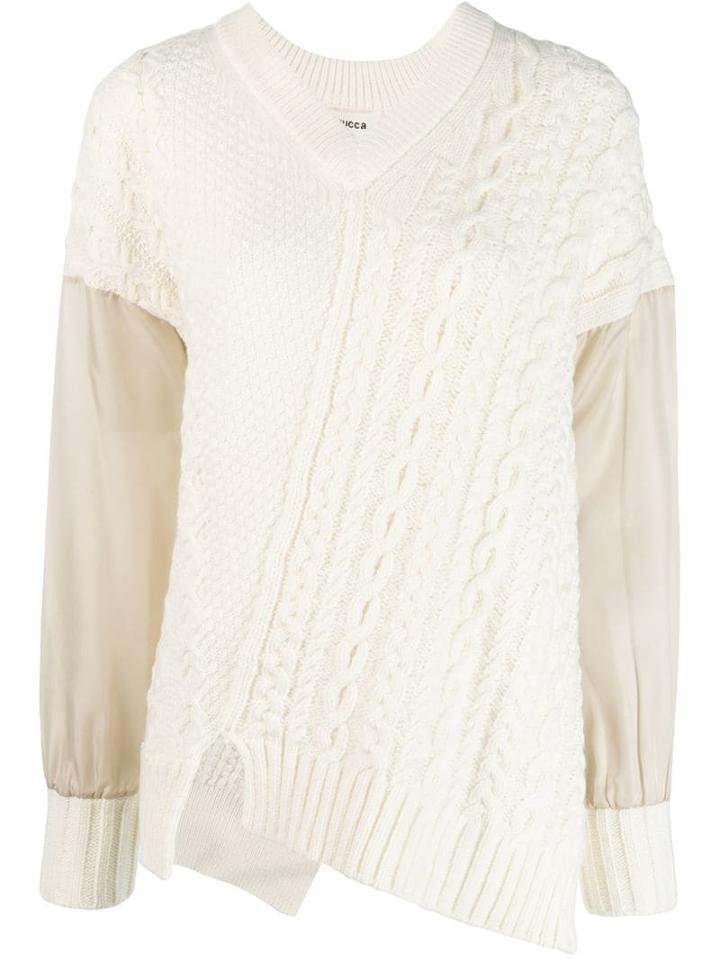 Zucca Asymmetric Cable Knit Jumper - White