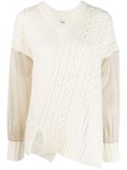 Zucca Asymmetric Cable Knit Jumper - White