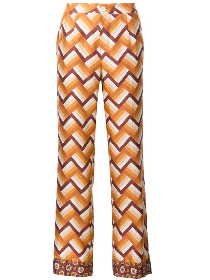F.r.s For Restless Sleepers Chevron Print Straight Trousers - Yellow &