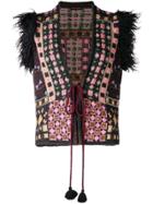 Etro Fringed Intarsia Gilet - Black