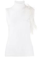 P.a.r.o.s.h. Feather Detailed Knit Top - White