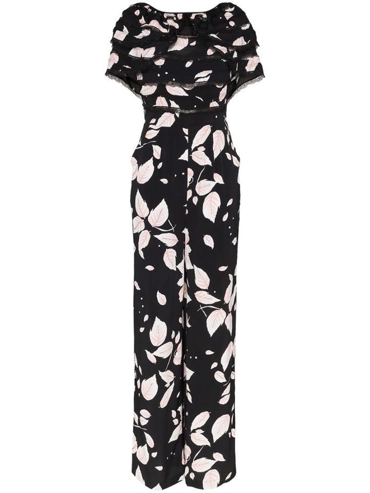 Bytimo Leaf Print Jumpsuit - Black