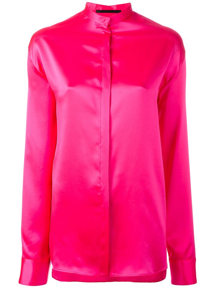 Haider Ackermann - Band Collar Shirt - Women - Silk - 40, Pink/purple, Silk