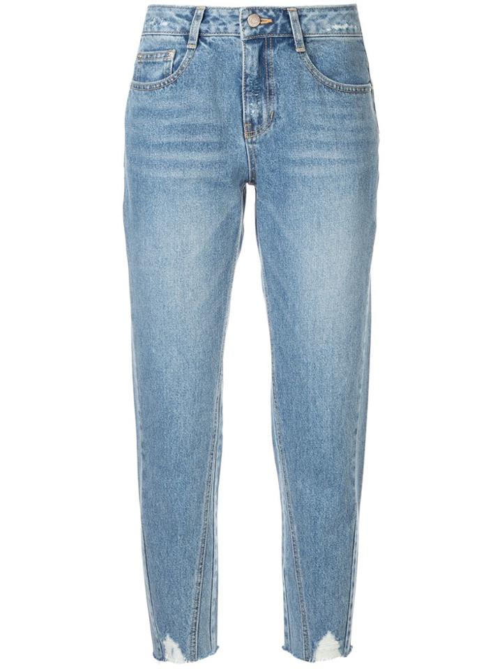 Sjyp Destroyed Semi Baggy Jeans - Blue