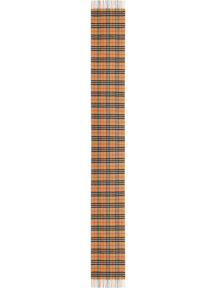 Burberry Yellow Classic Vintage Check Rainbow Cashmere Scarf -