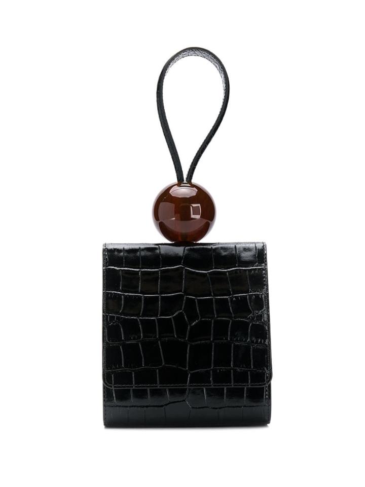 By Far Ball Croco Embossed Leather Bag - Black