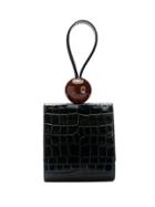 By Far Ball Croco Embossed Leather Bag - Black
