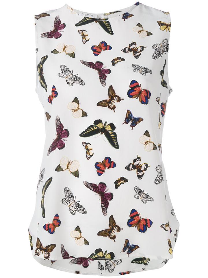 Equipment - Butterfly Print Top - Women - Silk - Xs, Women's, White, Silk