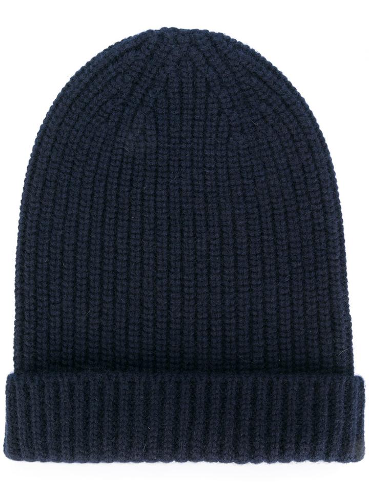 Cruciani Ribbed Beanie - Blue