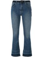 Victoria Victoria Beckham Cropped Flare Jeans, Women's, Size: 29, Blue, Cotton/polyester/spandex/elastane