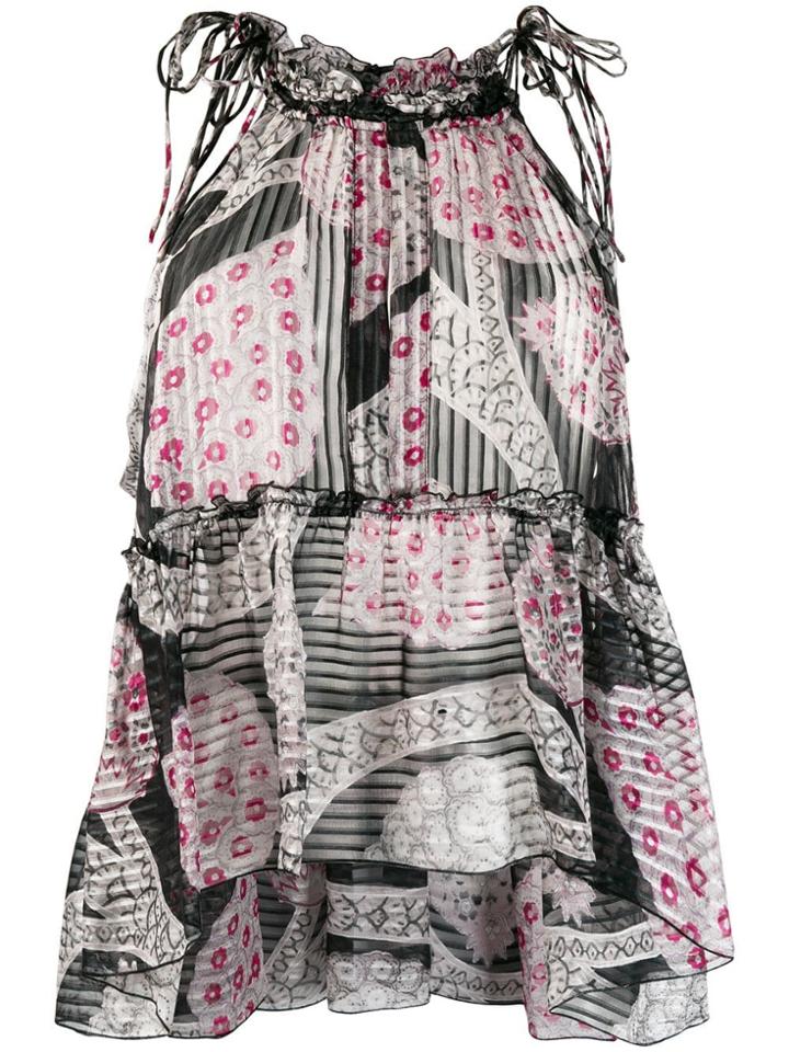 Isabel Marant Sleeveless Floral Panelled Top - Black